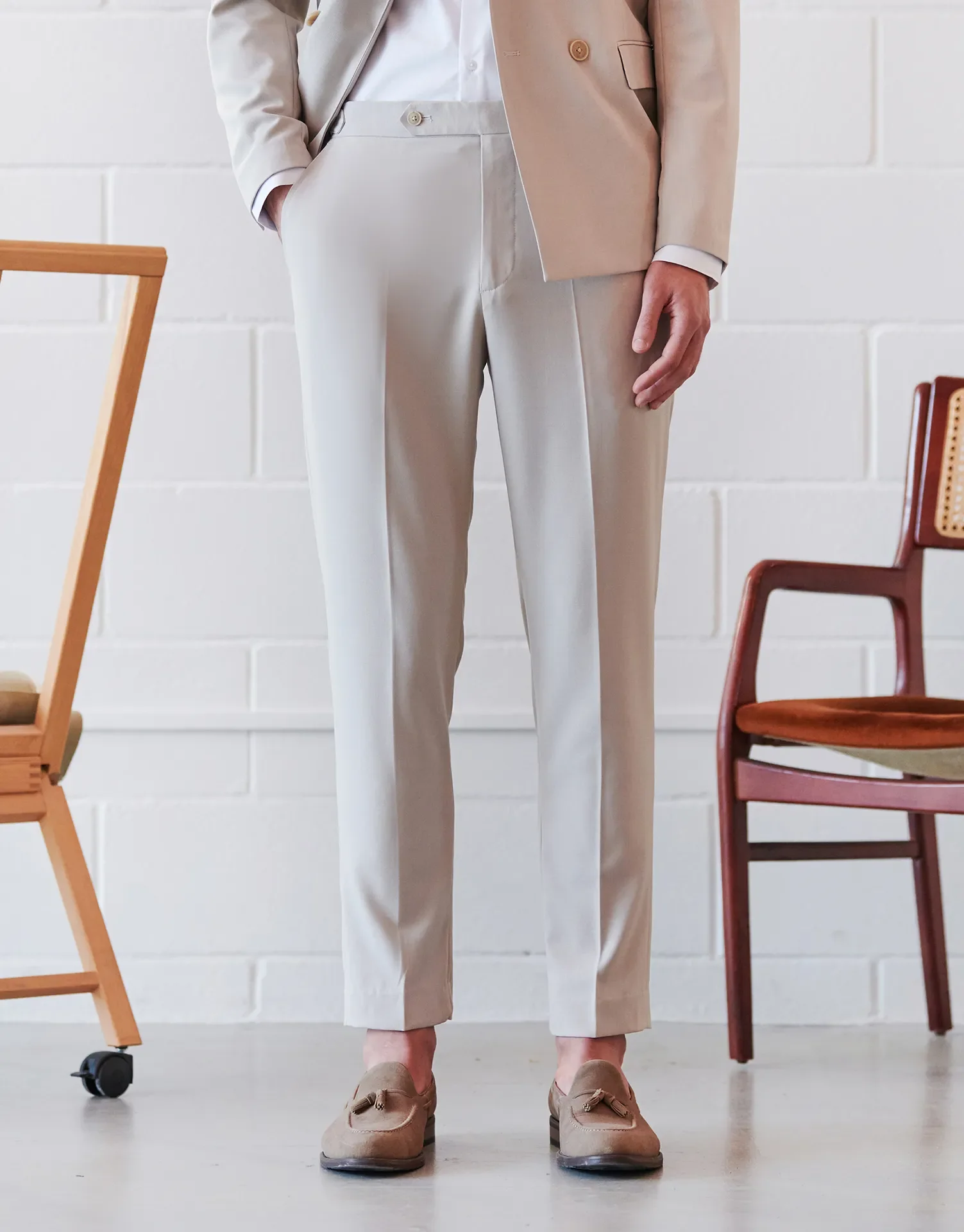 PANTALON TRAJE MEZCLILLA HEBILLAS TAPPERED FIT - Image 14